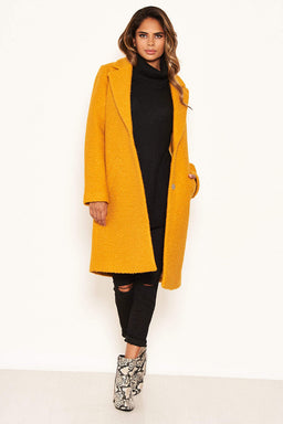 Mustard Long Teddy Coat