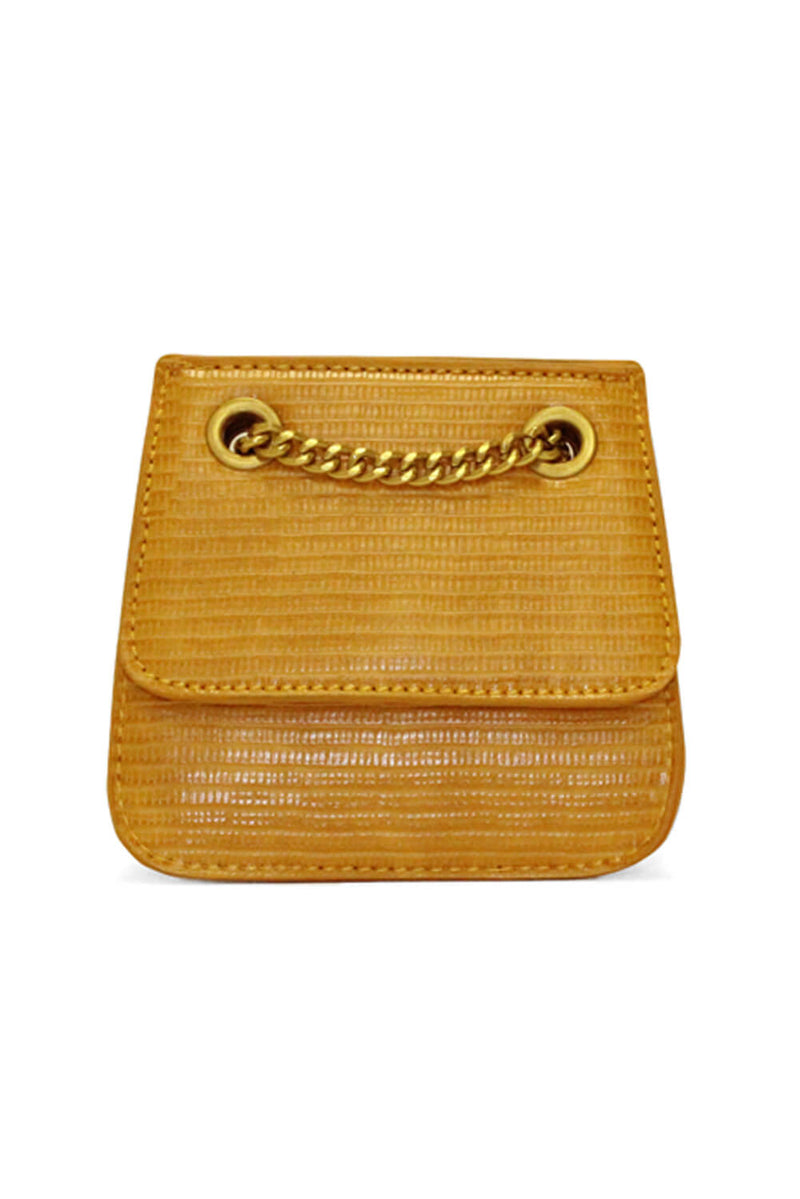 Mustard Mini Textured Chain Strap Bag