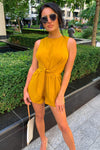 Mustard Tie Waist Playsuit