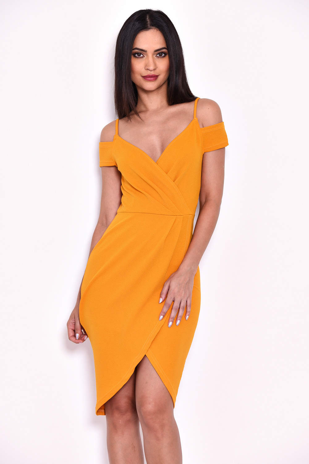 Mustard Wrap Around Dress – AX Paris
