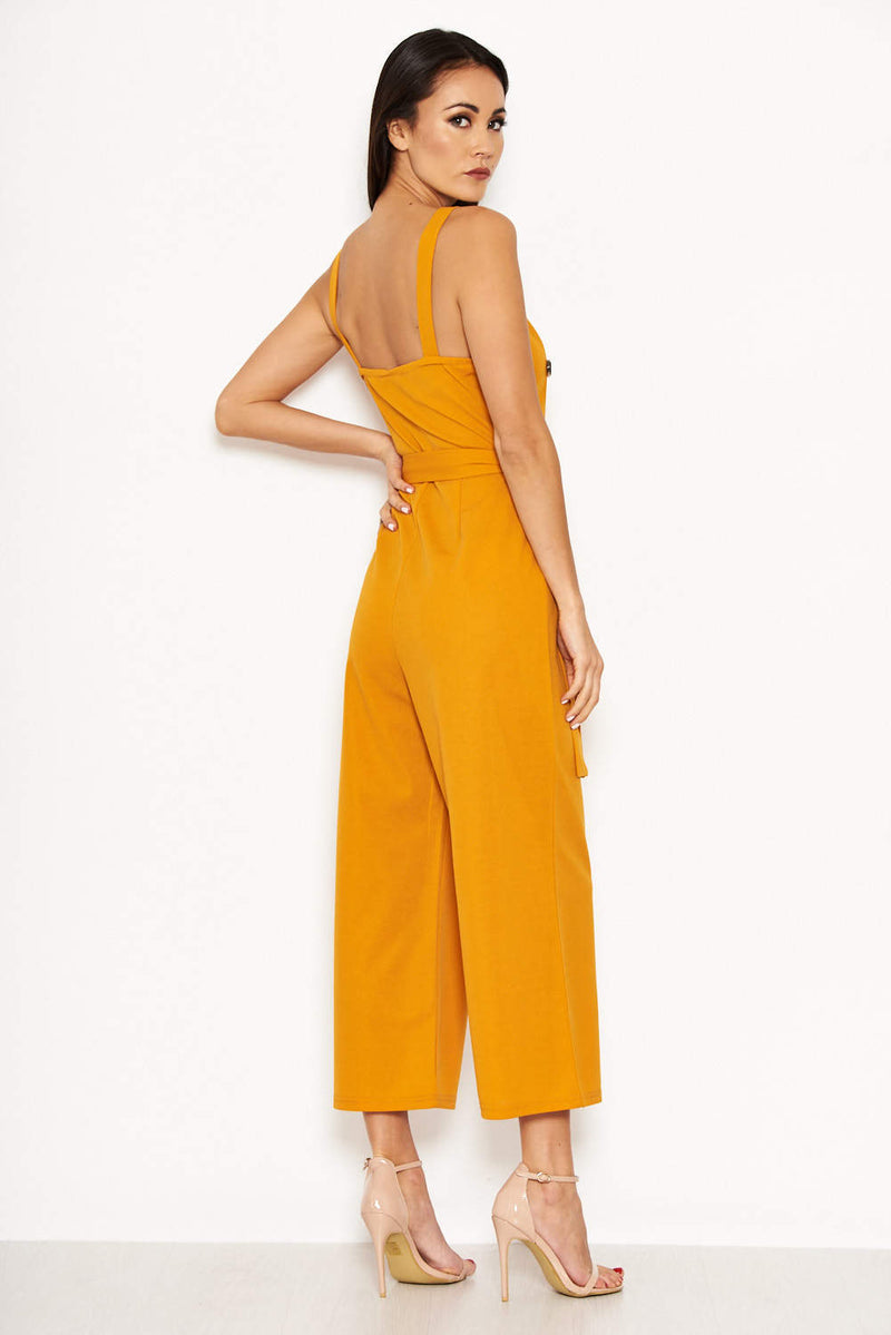 Mustard Button Front Detail Jumpsuit