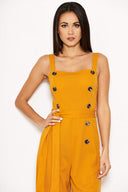 Mustard Button Front Detail Jumpsuit