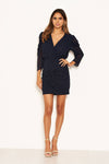 Navy Chiffon Frill Front Dress