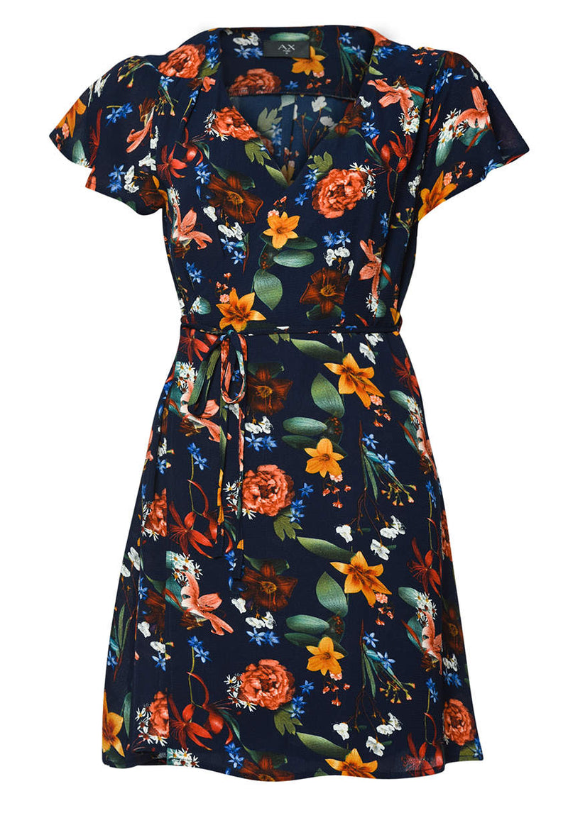 Navy Floral Wrap Dress