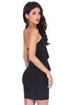 Navy Ruched Frill Front Mini Dress