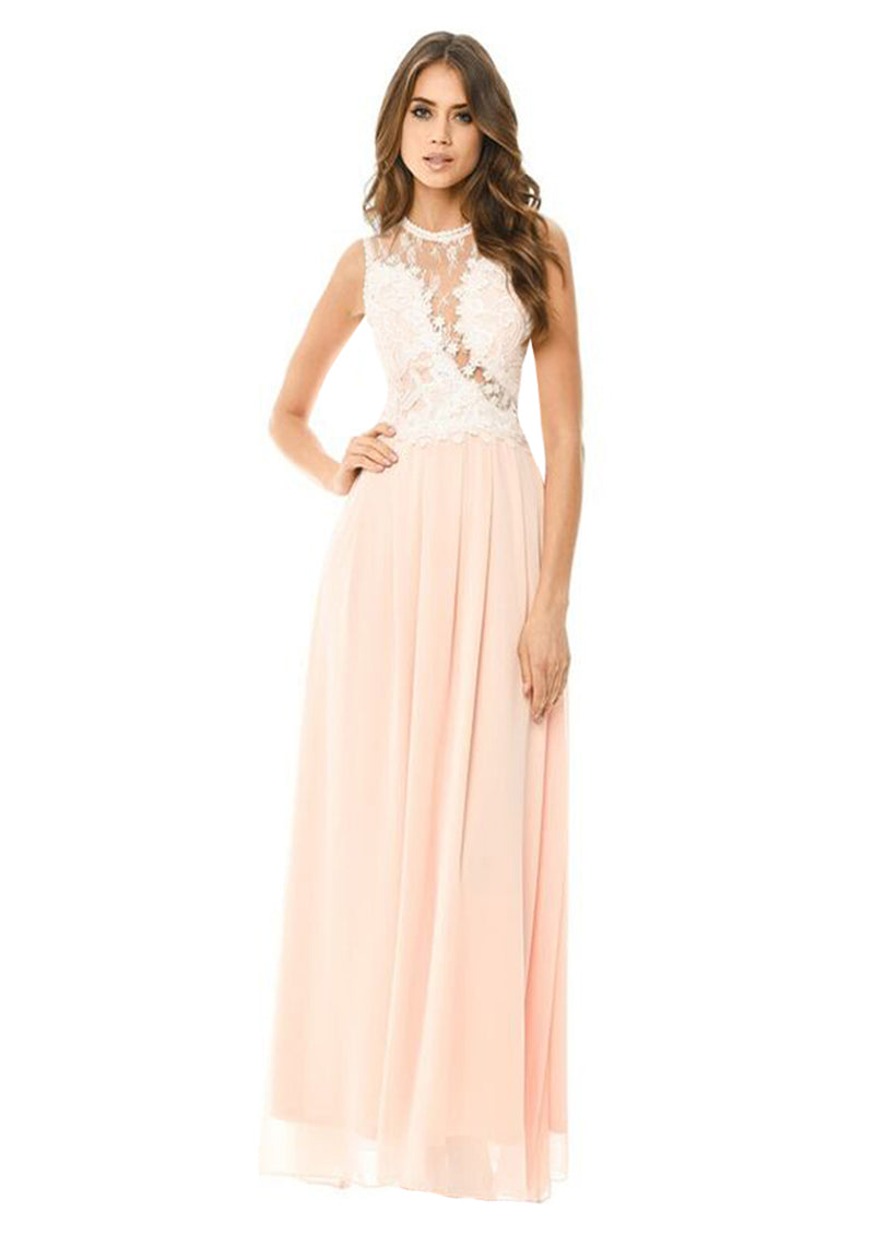 Pink Crochet Top Maxi Dress