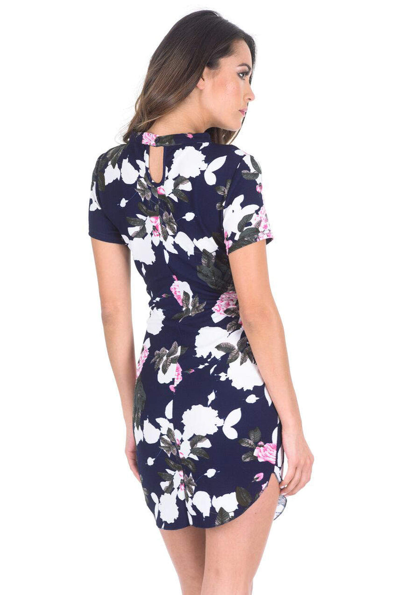 Bodycon Mini Navy Floral Dress