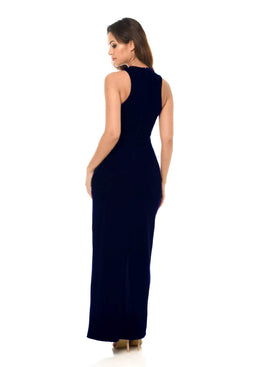 Navy Maxi Dress With Thigh High Split