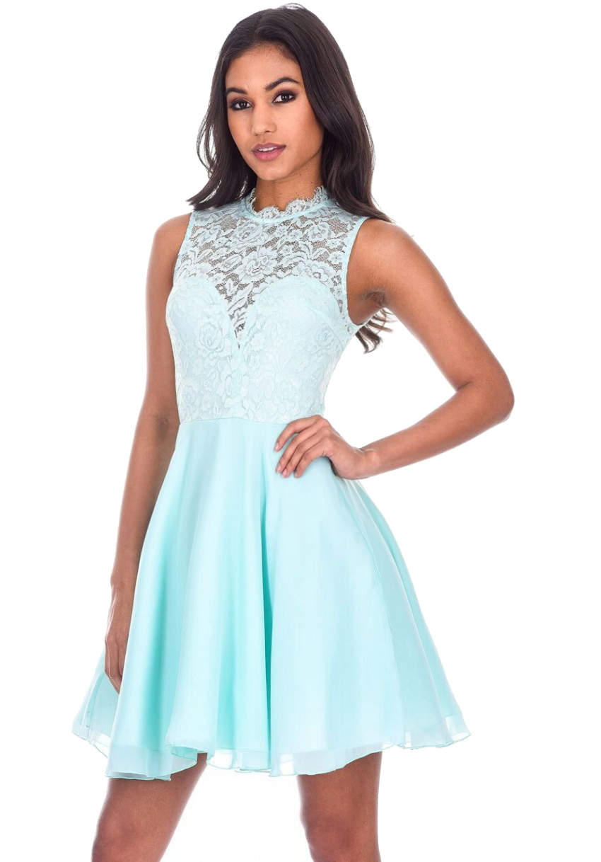 Soft Green Lace Top Skater Dress – AX Paris