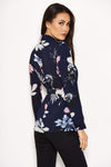 Navy Floral Wrap Top