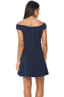 navy bardot skater dress Quiz Navy Bardot Skater Midi Dress