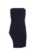 Navy Bandeau Thigh Split Dress