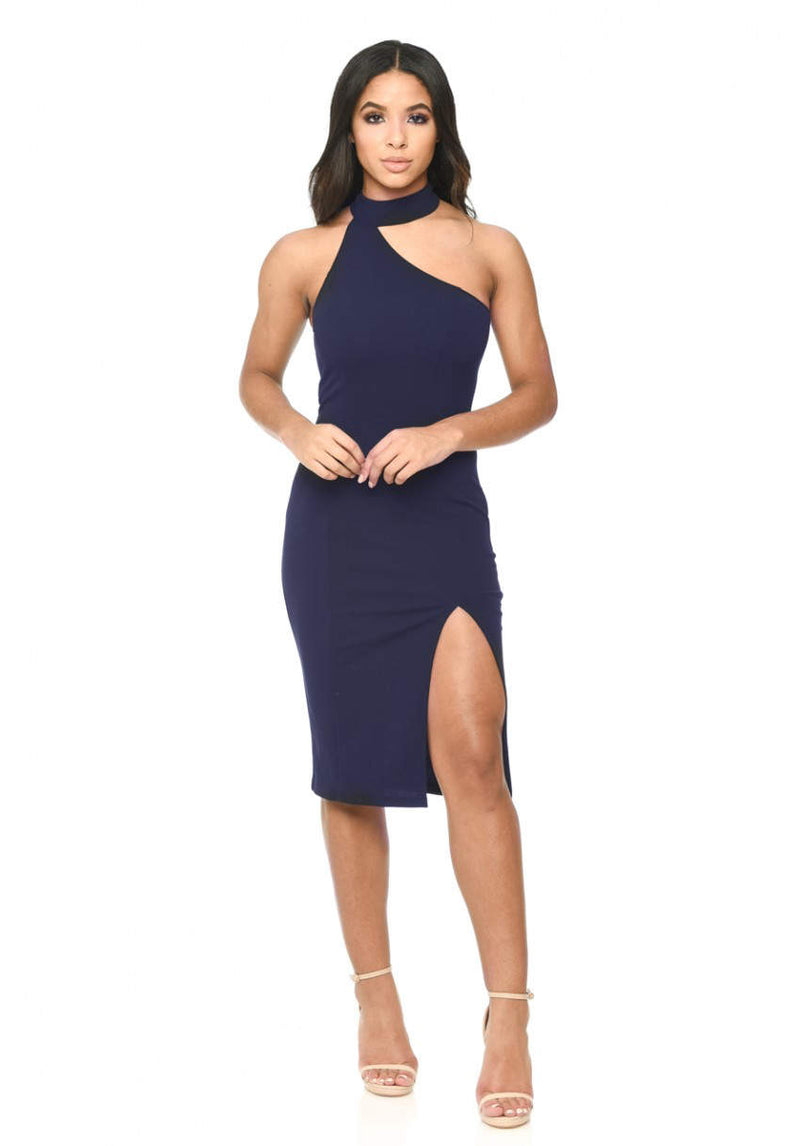 Navy Choker Bodycon Dress