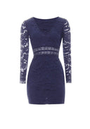 Navy Crochet Detailed Dress