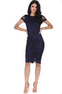 Navy Crochet Midi Dress