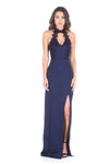 Navy Crochet Top Maxi dress with Thigh High Split