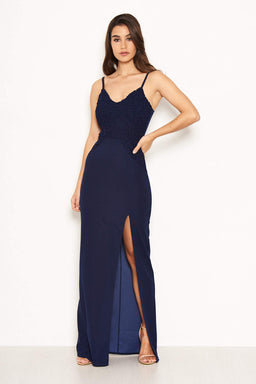 Navy Maxi Dress With Crochet Front