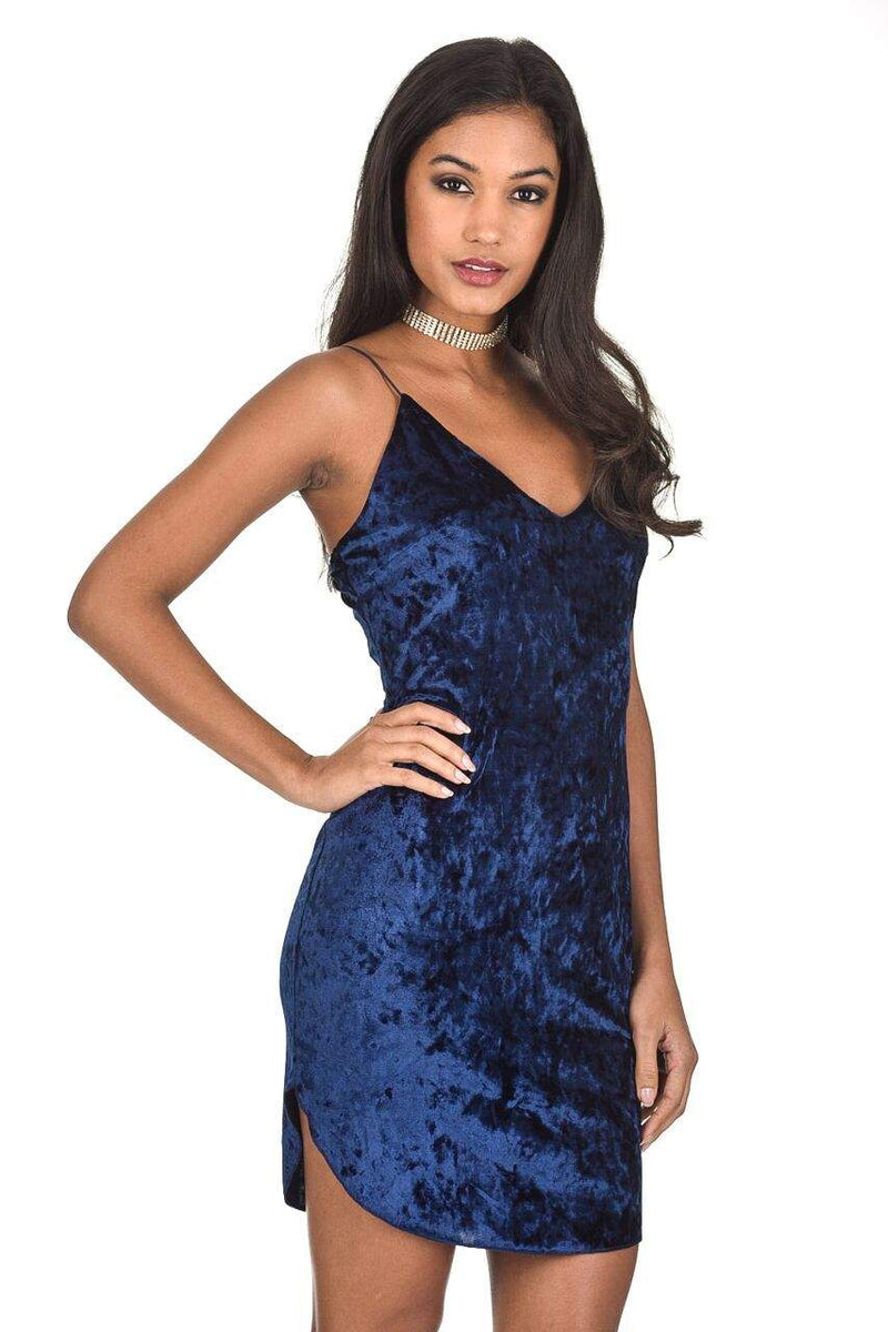 Navy Crushed Velvet dress