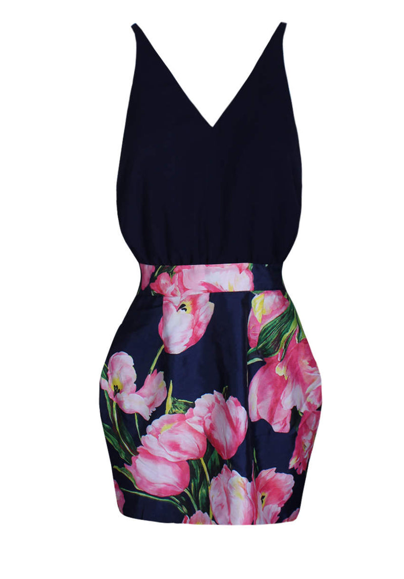 Navy Floral 2 in 1 Mini Dress