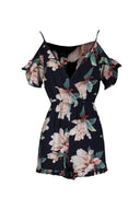 Navy Floral Cold Shoulder Playsuit