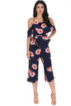 Navy Floral Culotte Jumpsuit