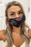 Navy Floral Face Covering