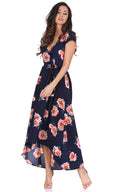 Ax paris navy floral maxi wrap dress sales