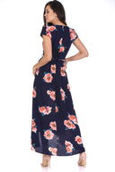 Navy Floral Print Dress