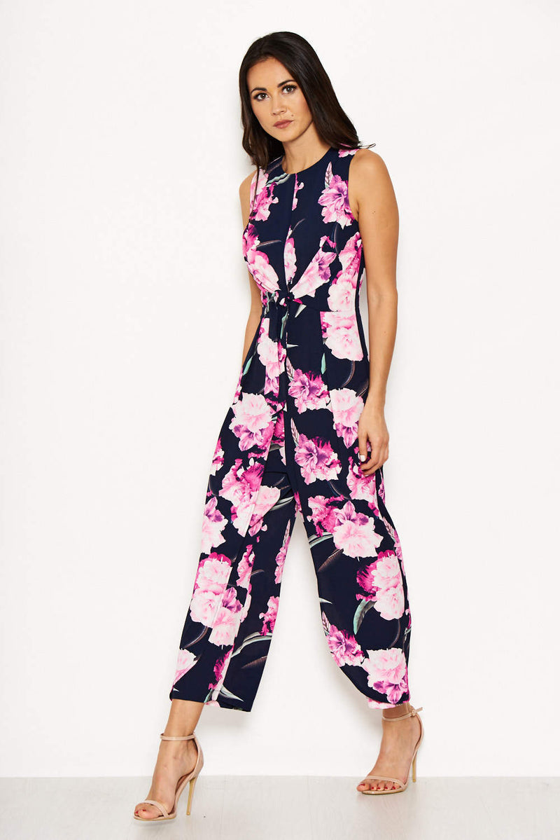 Navy Floral Print Jumpsuit