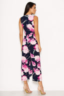 Navy Floral Print Jumpsuit