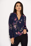 Navy Floral Print Top