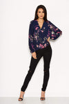 Navy Floral Print Top