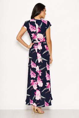 Navy Floral Tie-Waist Dress