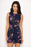 Navy Floral Tie Waist Playsuit