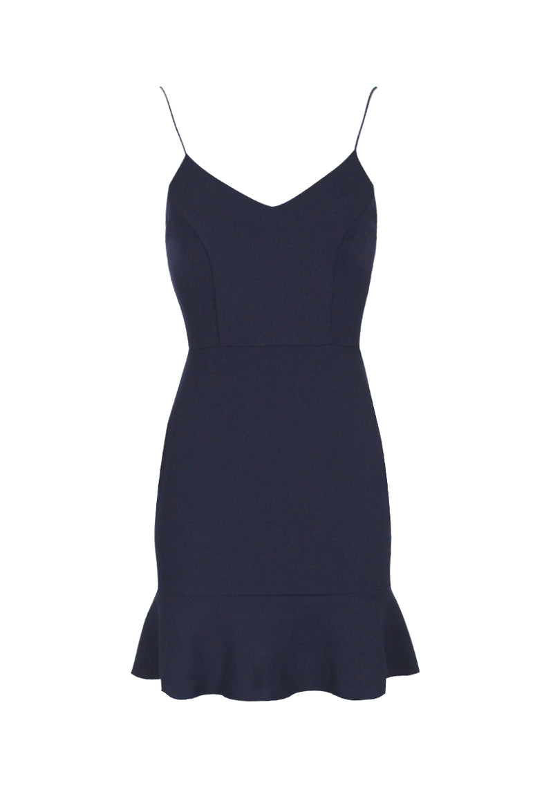 Navy Frill Hem Mini Dress