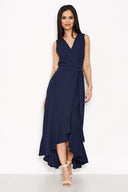 Navy Frill Wrap Dress