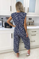 Navy Heart Print Culotte Jumpsuit