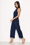 Navy High Neck Culotte Jumpsuit