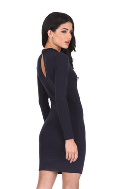 Navy Keyhole Detail Dress