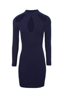 Navy Keyhole Detail Dress