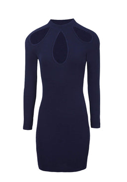 Navy Keyhole Detail Dress