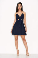 Navy Knot Front Skater Dress