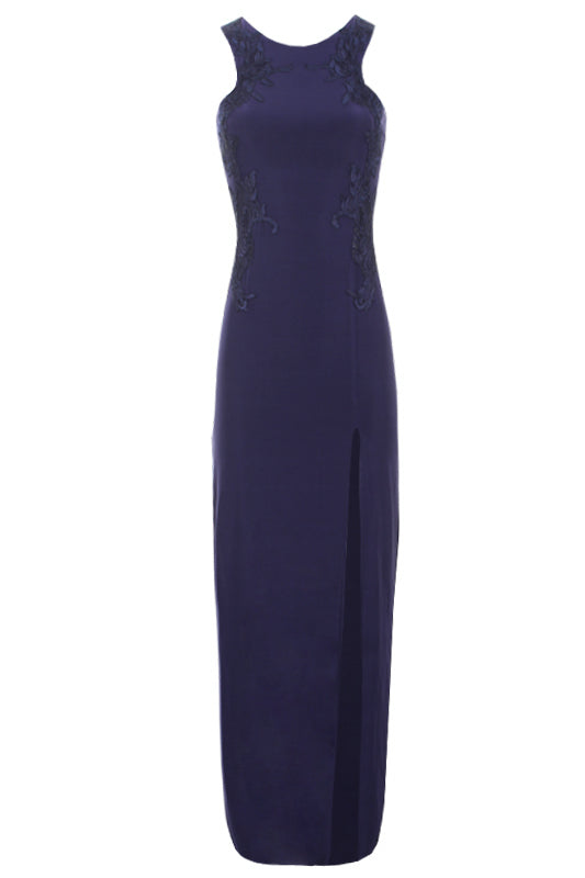 Navy Lace Detailing Maxi Dress
