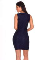 Navy Lace Eyelet Detailed Dress