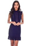 Navy Lace Frill Detail Dress