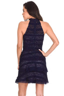 Navy Lace Layered Mini Dress