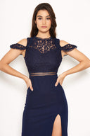 Navy Lace Top Maxi Dress