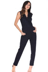 Navy Lace V Neck Jumpsuit