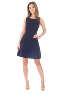 Navy Lace Waist Skater Dress