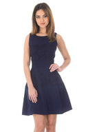 Navy Lace Waist Skater Dress